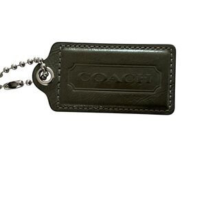 Coach grey large 3” patent Leather Key & Card Holder ,Keychain,key fob bag charm